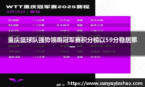 重庆篮球队强势领跑冠军赛积分榜以59分稳居第一